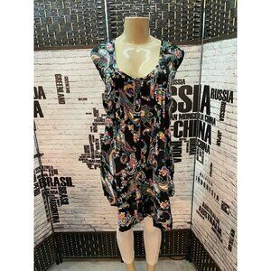 Chelsea Studio Plus 34/36 Black Floral Paisley Tie Back Sleeveless Top
